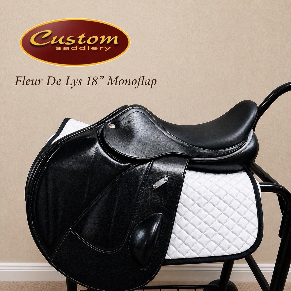 Custom Saddlery Fleur De Lys 18" Monoflap Jump Saddle – Black
